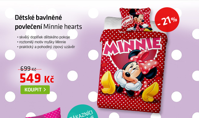 Dětské bavlněné povlečení Minnie hearts