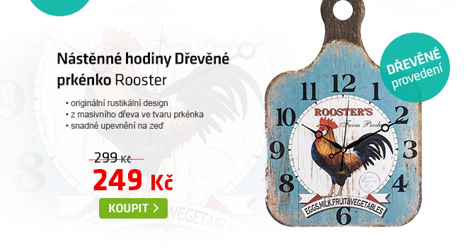 Nástěnné hodiny Dřevěné prkénko Rooster