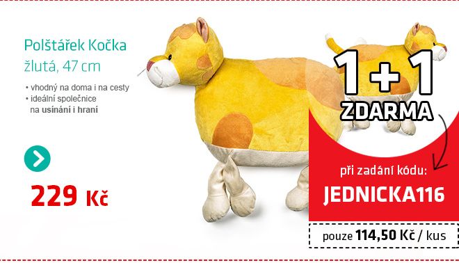 Polštářek Kočka žlutá 47cm