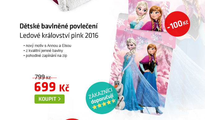 Dětské bavlněné povlečení Ledové království pink 2016
