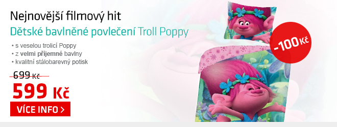 Dětské bavlněné povlečení Troll Poppy