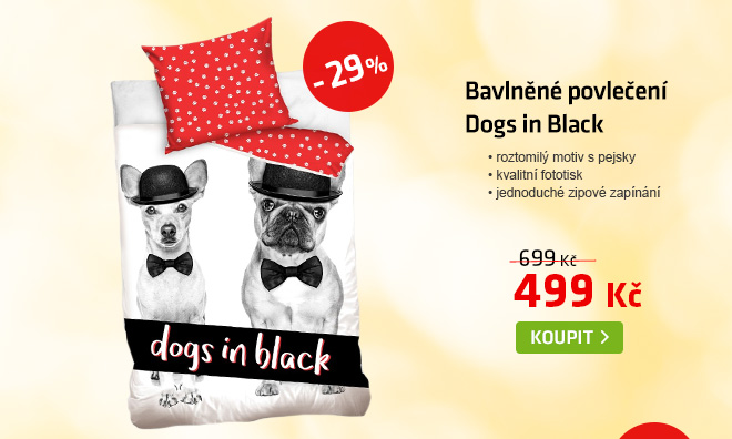Bavlněné povlečení Dogs in Black